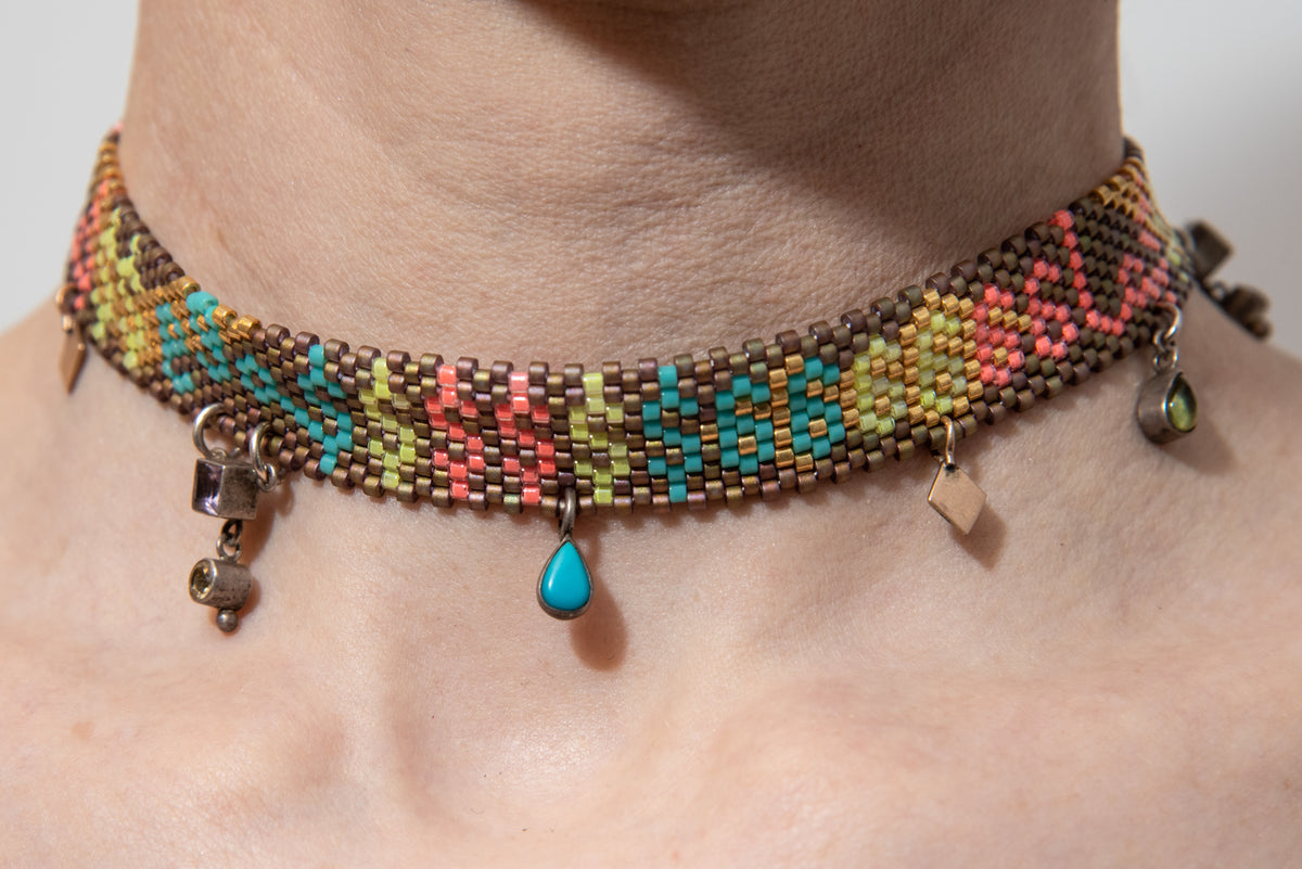 Glass Bead Las Vegas $$$ Choker by Daniela Mamom
